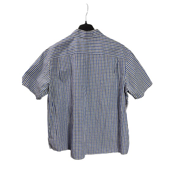 Claiborne Mens Blue White Black Plaid Short Sleeve Button Front Shirt 2XL Cotton - Picture 2 of 4